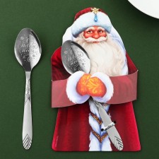 Spoon souvenir on a postcard 