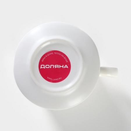 Tea couple ceramic "sheet", 2 objects: a mug with a spoon of 180 ml, a saucer d = 13.5 cm, white color-6