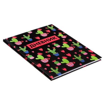 Diary in a solid cover, for grades 1-11, glossy lamination, 40 sheets, calligrata "Cacti. Pattern"-2