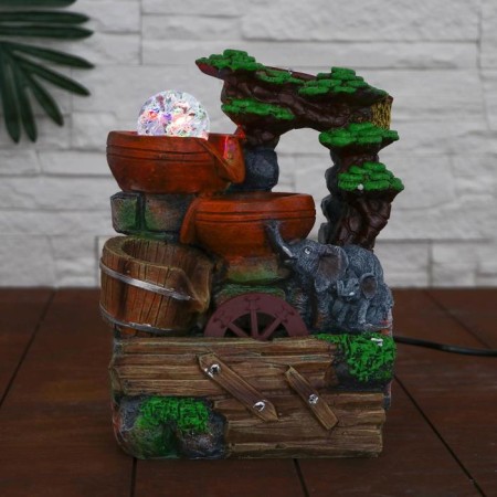 Fountain "Elephant by the Water" 16x17x27 cm (with backlight)-2