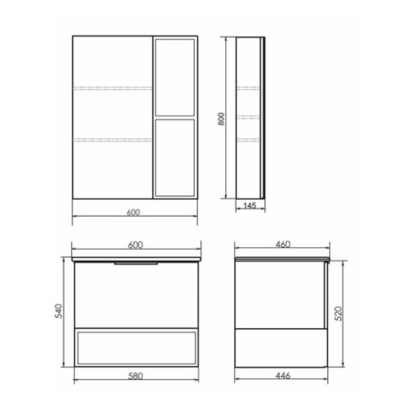 Mirror Comfort Comforty Frankfurt 60 for the bathroom, color Bright concrete-2