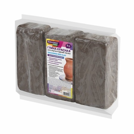 Natural clay for modeling red 3000 g, finished vacuumed, Brauberg hobby-4