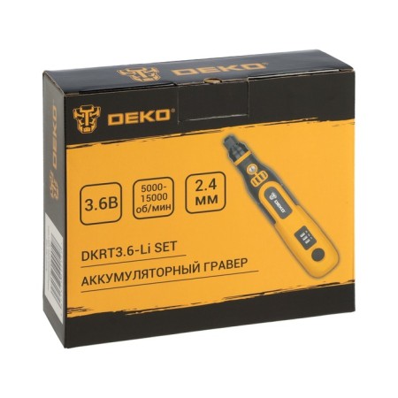 Battery Graver DEKO DKRT3.6-LI SET, 3.6 V, 24 accessories, tsangi 1.6/2.4 mm, case-9