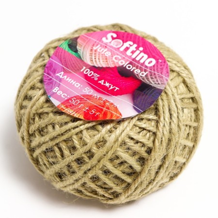 Yarn 100% juts "Softino Jute Colored" 50m ± 2m khaki 50 g