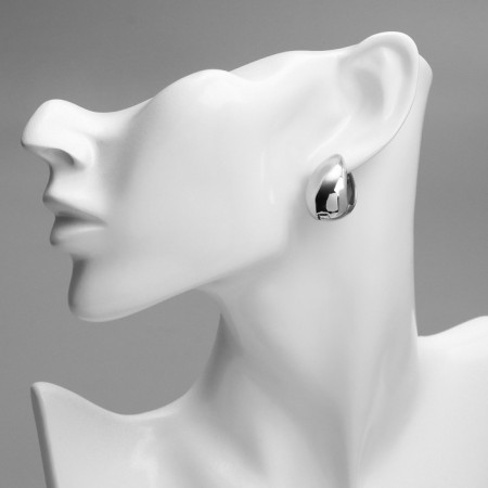 Earrings metal "drop" drop is smooth, silver color-4