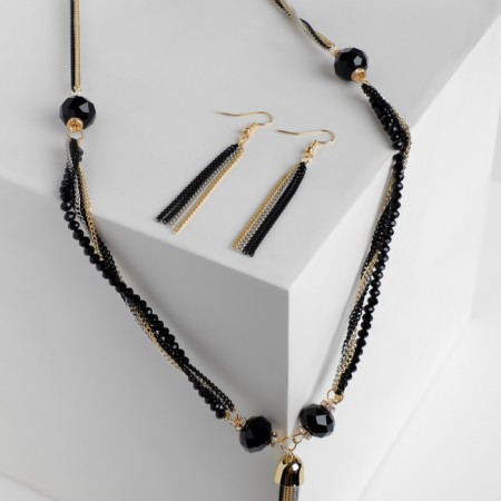 Set 2 subjects: earrings, “unison” beads with accuracy, color gold in black, 60 cm-1