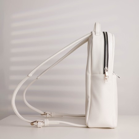 A backpack with a zipper, Textura, external pocket, white color-1