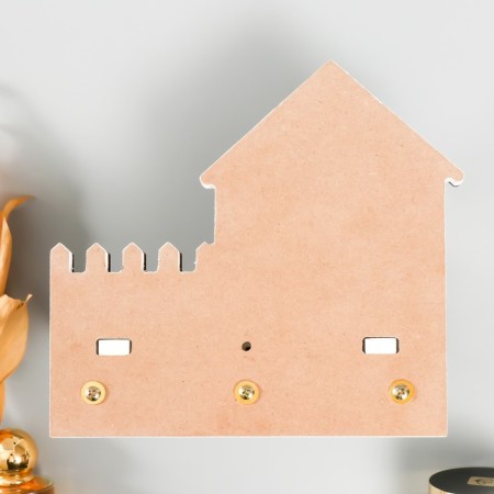Hooks decorative wood with a shelf "house with a fence" 10x20x19.5 cm-3
