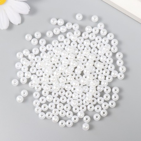 Set of beads "needlework" plastic, diameter 6 mm, 25 g, snow-white-1