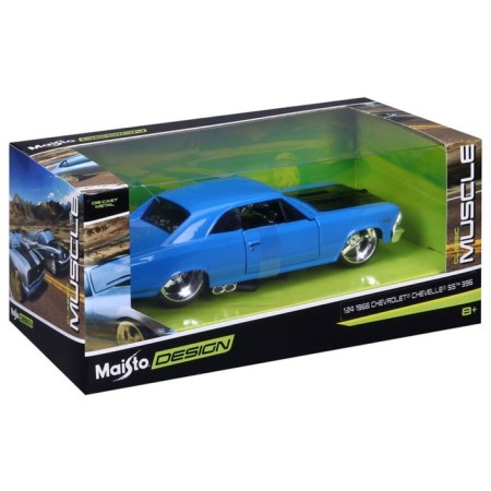 MASTO DIE-CAST 1966 Chevelle SS 396 machine, opening doors, 1:24, blue color-11