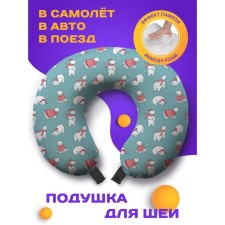 Подушка для путешествий «Рождественские полярные медведи», размер 30х25х10 см