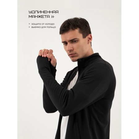 Long -line male Resport, on a zipper, p. 52, the color is black, basic, with a long sleeve-4