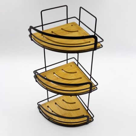 Wall corner shelf 3-tier Joy Home, bamboo