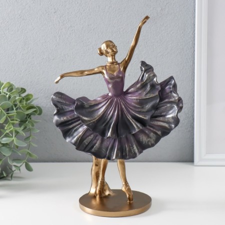 Polystone souvenir "Ballerina in a violet dress with ruffles" Bronze 20.5x11.5x29.5 cm