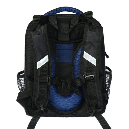 School backpack 38 x 30 x 16 cm, ergonomic back, Stavia "Space", black/blue-4