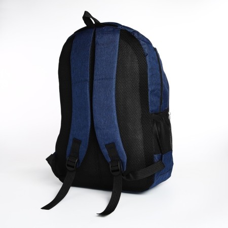 Youth backpack from textiles, 2 departments, 4 pockets, blue color-3