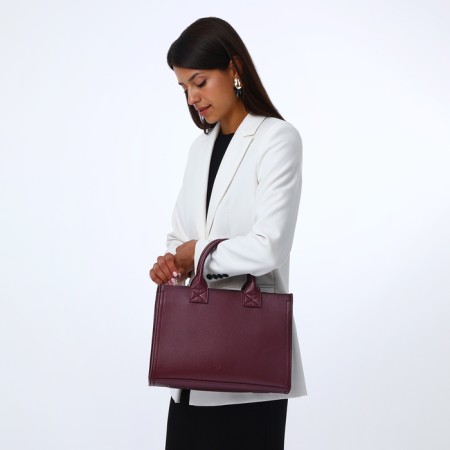 Female bag Textura, tout, medium size, burgundy color-7