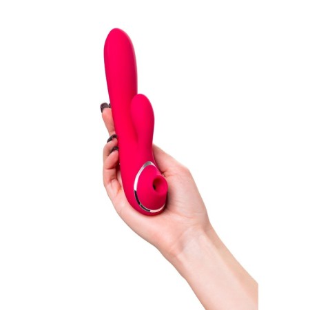 Vibrator with clitoral and vacuum stimulations Jos Doobl, 20 cm, silicone, pink color-6