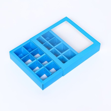 Box for sweets, 16 pcs, blue, 17.7 x 17.7 x 3.8 cm-2