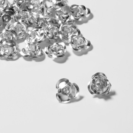 Busina "rose", set of 30 pcs., 8 mm, silver color-1