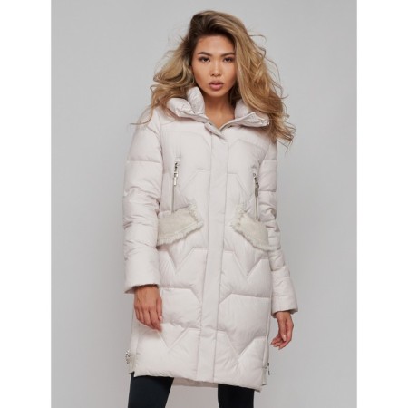 Coat insulated winter female, size 52, beige color-3