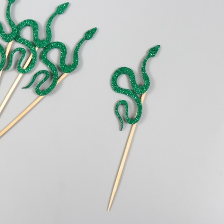 Decor for creativity "Green Snake" 12.5 cm (set 6 pcs)