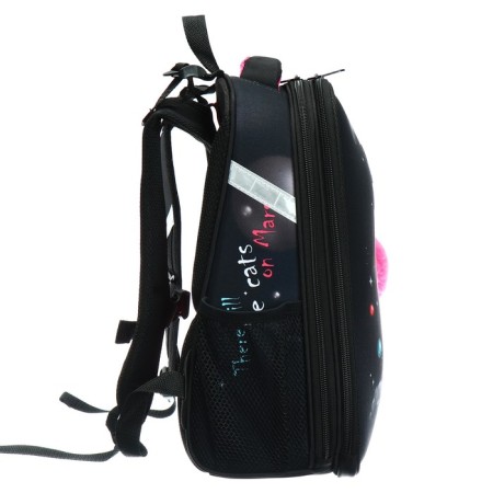 School backpack 38 x 30 x 16 cm, ergonomic back, Stavia "Martian cat", black-3