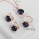 Set 3 objects: earrings, pendant, ring dimensionless "Edel" bead, blue color in gold, 45 cm