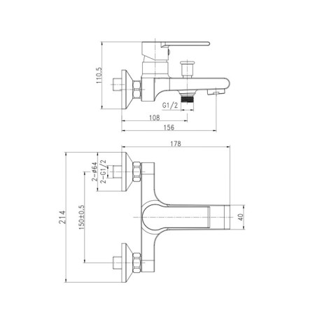 Cersanit Brasko Black A63108 bath mixer, black-8