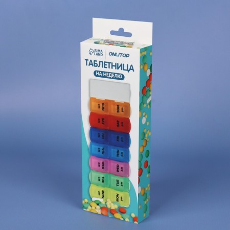 Airovenian is an organizer "Week", with a tabletop, removable cells, morning/evening, 20 × 7.5 × 2.5 cm, 7 containers of 2 sections, multi -colored-3