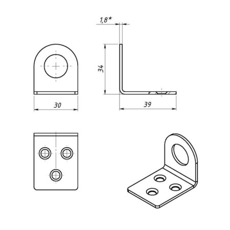 Pay-Ushko, 30 x 70 mm, bent, galvanized, large packaging-1