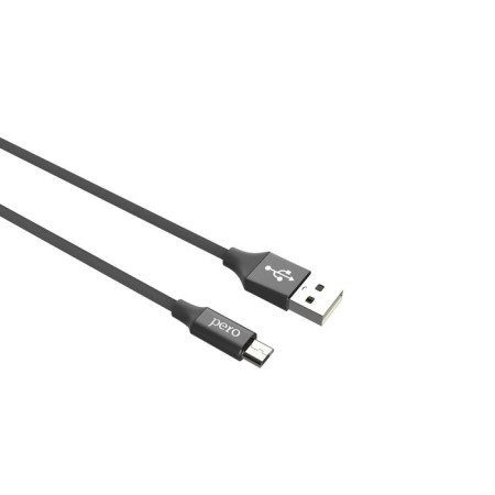 PERO DC -02, microUSB - USB, 2 A, 1 m, fabric braid, black-1
