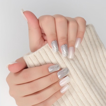 Zebra overhead nails, 24 pcs, with glue plates, soft square shape, white/silver color-13