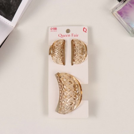 Hair crab "Florian" (set of 3 pcs) grid, 6.5 and 4 cm, light brown