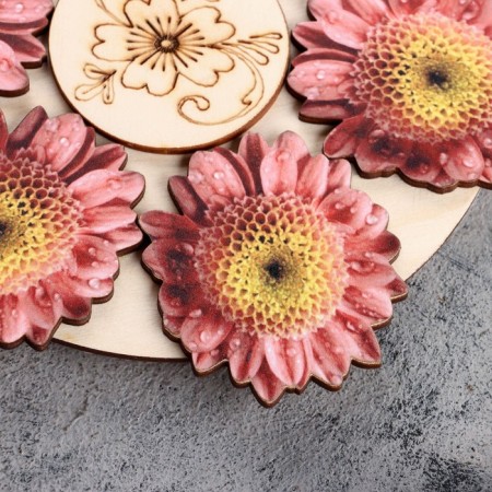 Hot "pink flower" stand, 20x20 cm, wood mix-2