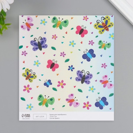 Scrapbooking paper bilateral "butterflies and donuts" density 180 grams set 10 pcs 15.5x17 cm 1-3