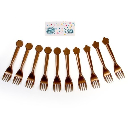 Plastic forks, 10 pcs., Gold color-3