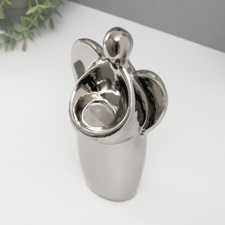 Ceramics candlestick for 1 candle "Angel" d = 3.5 cm silver 14x9.5x25 cm-5
