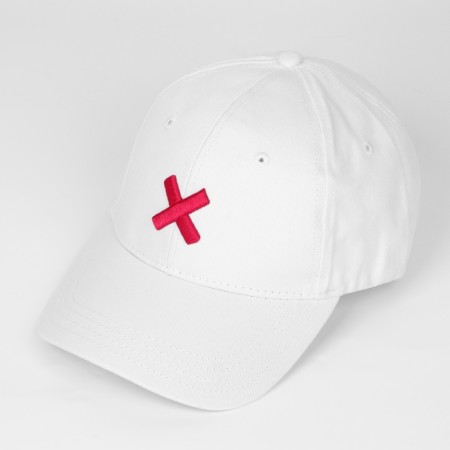 Women's cap YES/No, with tape, white color, rr 56-4