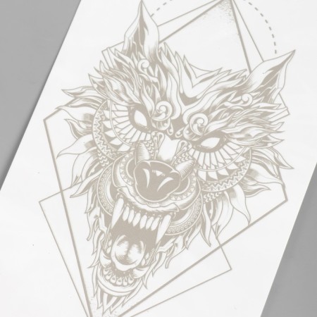 Tattoo on the body Blue "Wolf" 18x11 cm-3