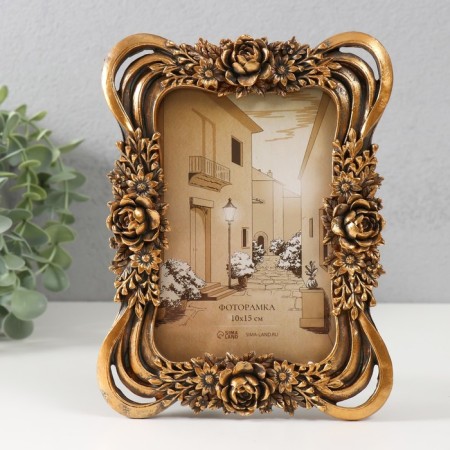Photo frame Polystone 10x15 cm "Royal roses in the bouquet" Dark gold 15x2x20 cm