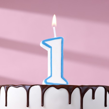 Candle for cake the number "1", tone rim, 7 cm, mix