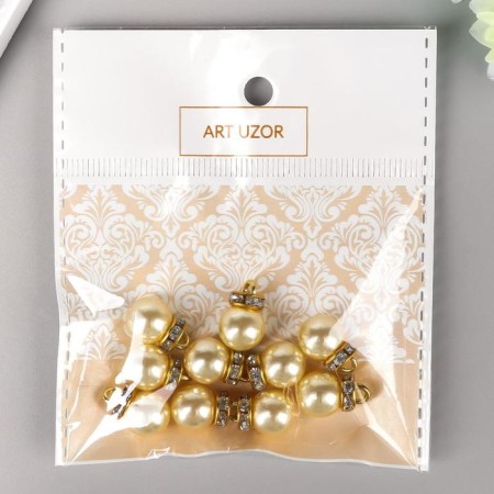 Decor for creativity plastic "Natural pearl with a loop" set 10 pcs 1x1.2 cm-2