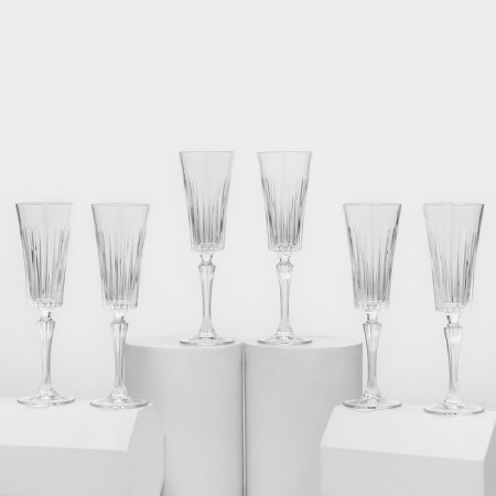 A set of fuepers for champagne RCR Timeless, 210 ml, crystal glass, 6 pcs