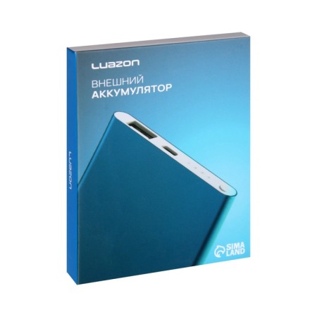 External battery Luazon PB-19, 4000 mAh, USB, 1 A, indicator, metal, blue-6