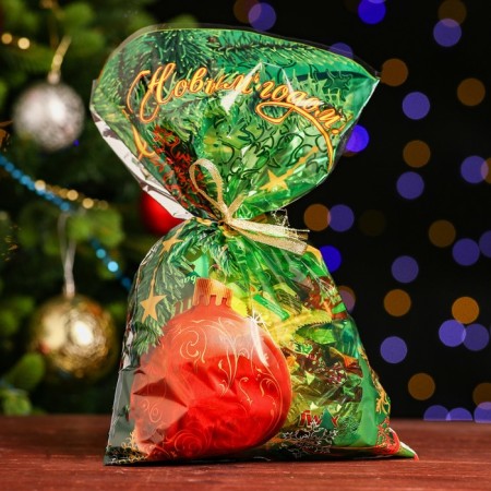 Gift package "ball" 25 x 40 cm, colored metallized pattern-3