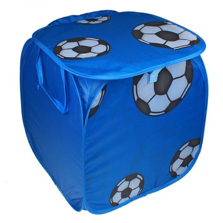 Basket for toys "Football" with handles and lid, blue color