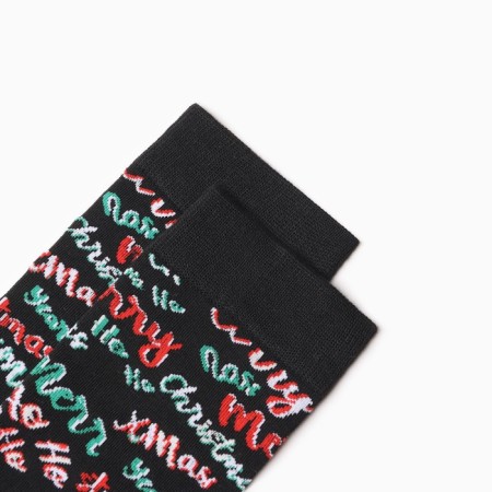 Socks men's New Year's inscriptions, black color, size 39-44-1
