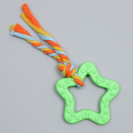 Chewing toy with a rope "Star with a tail", green-1