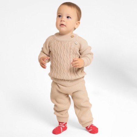 Knitted crumb set "Cute" growth 98-104 cm, beige color-4